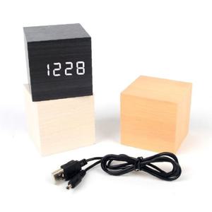 알람 탁상시계 LED 우드 큐브 탁상시계 LED시계