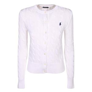 폴로 랄프로렌 폴로 자수 케이블 니트 가디건 211971868 007 Whi