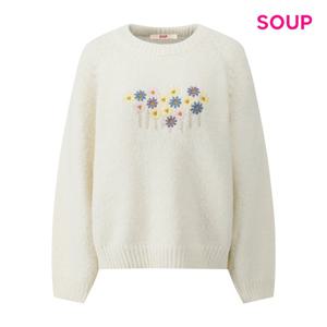 [숲]플라워 포인트 래글런 울 니트 S61LK15