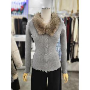 밸리걸 세이브존01 퍼 탈부착 브이넥 슬림 골지 니트  가디건 616820