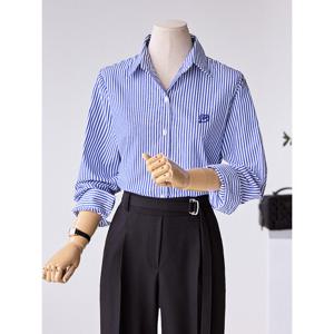 [커스텀에이블]자수 포인트 스트라이프 셔츠_T2601BL007A