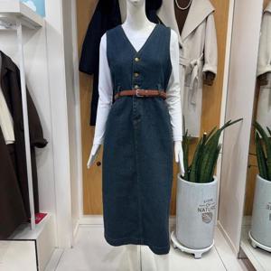 클리지 DP01 민소매 브이넥 데님 원피스 CQ2WOP05