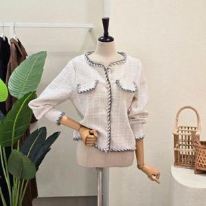 [포커스]FS6B9JK5301_투포켓 노카라 트위드 자켓