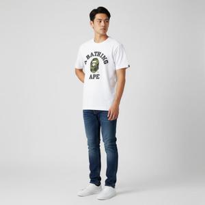 베이프 퍼스트 카모 컬리지 티셔츠 001TEL801011M WH0