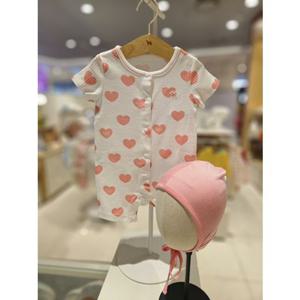 [블루독베이비] 블루독베이비 26.SS여름신상 PK)하트뱀부세트우주복 46370-041-06 우주복 반팔수트 슈트 보넷 내의 4637004106