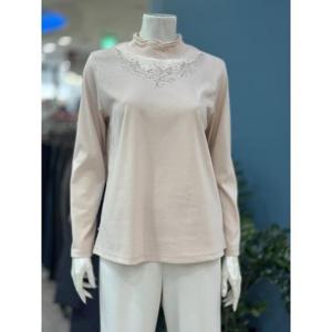 포라리 세이브존05 플라워 스톤 장식 반목 블라우스 LC15061