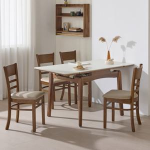 타볼라 루트 무광 통세라믹 원목 접이식 2인용 4인용 확장형 식탁세트(의자4)