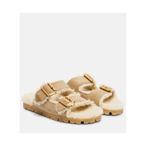 프라다 시어링 라이닝 스웨이드 샌들 P01119320