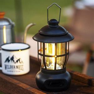 차박랜턴 COB 레트로 감성 캠핑랜턴 L4 블랙 걸이형 텐트조명