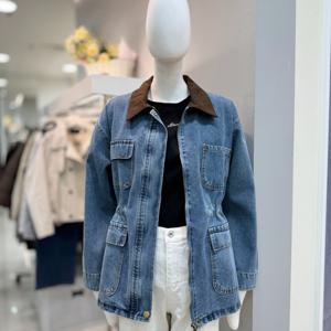 [더틸버리]카라배색 하프 스트링 데님 재킷 MTS3M8JK071