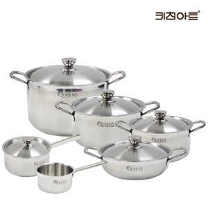 키친아트 퀸즈 인덕션용냄비 통3중 304스텐 냄비세트 6종 편14+18+양20+24+전24+곰28