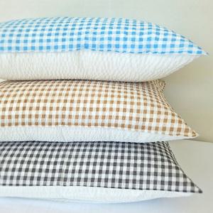 바숨 스몰체크 시어서커 여름 누빔 베개커버 40X60 50X70