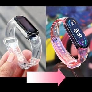 샤오미 미밴드 6 5 4 3 투명 젤리 TPU 소프트 변색 스트랩