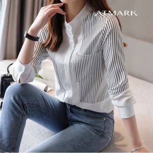ATMARK (77까지)세로스트라이프믹스셔츠_AA41SH008G