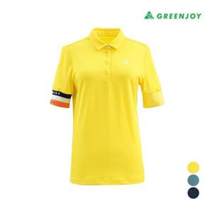 [그린조이]여성 소매 포인트 골지카라 티셔츠