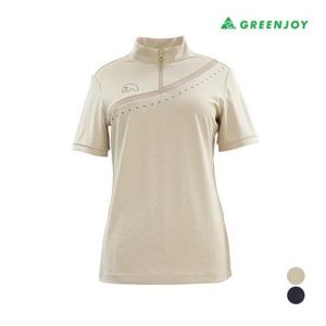 [그린조이]여성 호피 엠보 프린트 집업 티셔츠