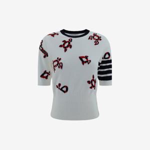 톰브라운 4바 반팔 티셔츠 화이트 여성 FKA451A Y3007 100