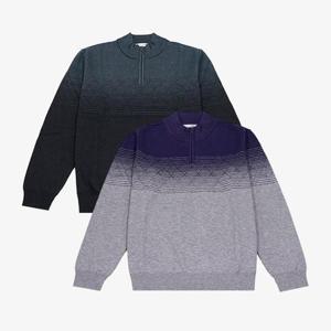 [크로커다일남성]CDAAAKR3318_그라데이션 아가일 하프 집업 니트