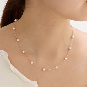 쥬릭스 14K 아코야진주 비즈말이 진주 체인목걸이 JGN0069AK