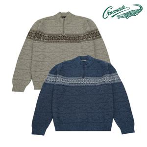 [크로커다일] 노르딕 패턴 하프 집업 니트 CDAAAKR4333