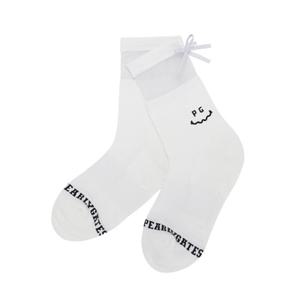 [파리게이츠] (521E1SC006)여성 스마일 글리터 튤 리본 중목 양말 521E1SC006