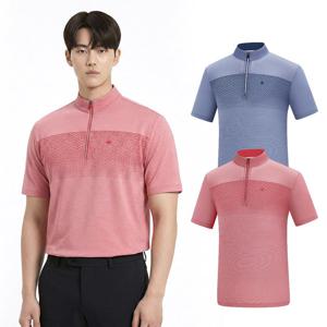 [콜핑공식] 남성 아이스본 신축성 등산 반팔 반집업 티셔츠