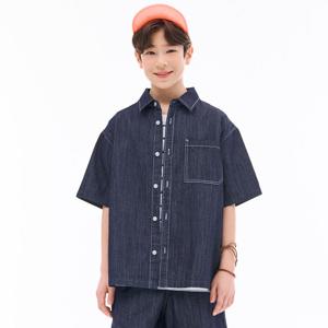 [오션스카이] 남아 인디고 데님 반팔 셔츠-EBJB5521D04