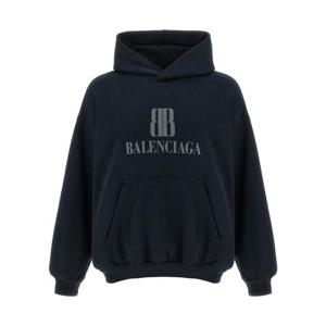 발렌시아가 미디엄 핏 후드 티셔츠 767877TSVO31083 Black