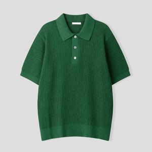 [리빌모아]남자 부클 카라넥 골지 반팔 니트티 AS-KNH-Q006-그린