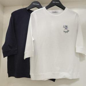 뱅뱅 HC15 뱅뱅 봄 여름 여성 면100 자수 소매 밑단 시보리 칠부 티셔츠 CTL139