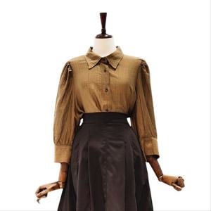 [나인스텝]7부 베이직 블라우스 N25NS5308