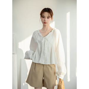 웬디 / 프랑스식 Chic 레이스 V 넥 셔츠 BS13778