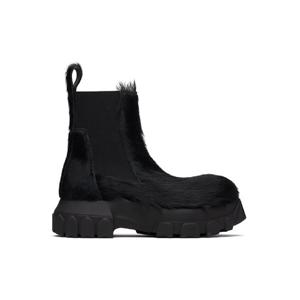 26 SS 릭오웬스 여성 블랙 콘코르디안 비틀 보조 트랙터 부츠 252232F113004