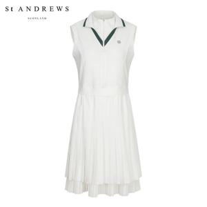 [세인트앤드류스] 여성 저지 플리츠 하프 집업 민소매 원피스 821C2JO278_WH
