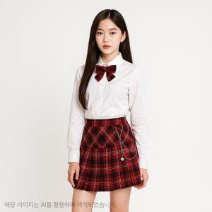 [더데이걸]레드 체크 리본 블라우스 TGBW25F01