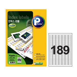 프린텍 V3560-100 인덱스라벨 189칸100매 프린텍 애니라벨 라벨지 스티커라벨 물류관리라벨 화인인덱스라벨 우편발송라벨 바코드라벨