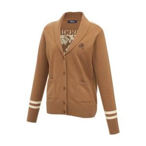 [디즈니골프]여성 숄카라 V넥 소매 배색 자수 니트 스웨터 가디건 DP3LKG001