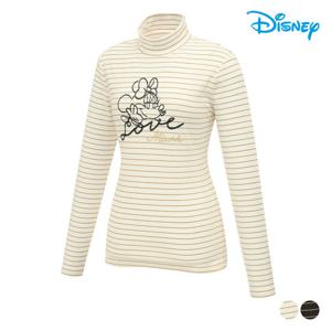 [디즈니골프]여성 스트라이프 캐릭터 아트웍 긴팔 하이넥 하프넥 티셔츠 DP3LTS012