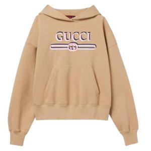 구찌 엠브로이디드 코튼 저지 후드 티셔츠 787274XJG612397 BEIG