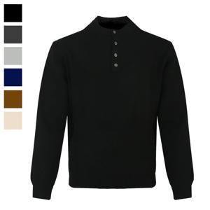 남자 포네 헨리넥 울 긴팔 니트티 AT-KN-Q040-블랙