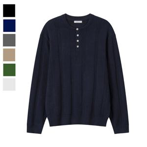 남자 가을 코엘 라운드 헨리넥 긴팔 니트 AS-KNA-Q028-네이비