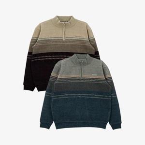 [크로커다일남성]CDAABKW4361_셔닐 패턴 하프 집업 기모 니트