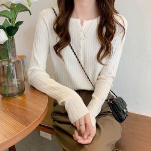 버튼 골지 니트 긴팔티_BJ3LT007