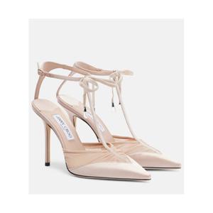 지미추 Afia 100 벨벳 트리밍 새틴 펌프스 P01125022