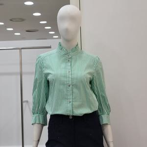 [미니멈]스트라이프 7부소매 블라우스 (MZAAWB2270 GN)_IC