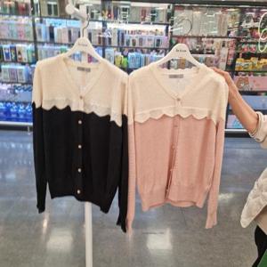 DESTIJL HC34 봄가을소매어깨레이스편안한투톤스웨터 D2513sw11