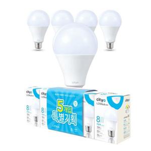 [데코] cityo led 주택 상가 볼전구 벌브 램프 5p 주광색 20w