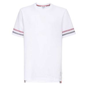 톰브라운 남성 RWB 스트라이프 반팔티셔츠 화이트 MJS204AJ0046100
