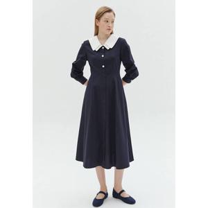 [더아이잗]더블 배색 칼라 플레어 원피스 IN3P0OP54