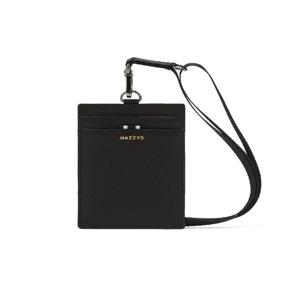 [헤지스] 블랙 로고프린트 소가죽 카드지갑 /HJHO6E510BK